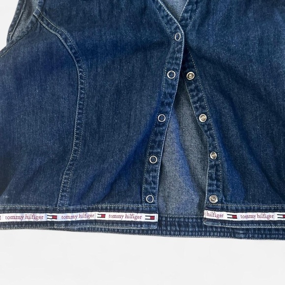 Vtg y2k Tommy jeans denim sleeveless snap button dark wash jean kids sz 6 Large - Picture 4 of 7